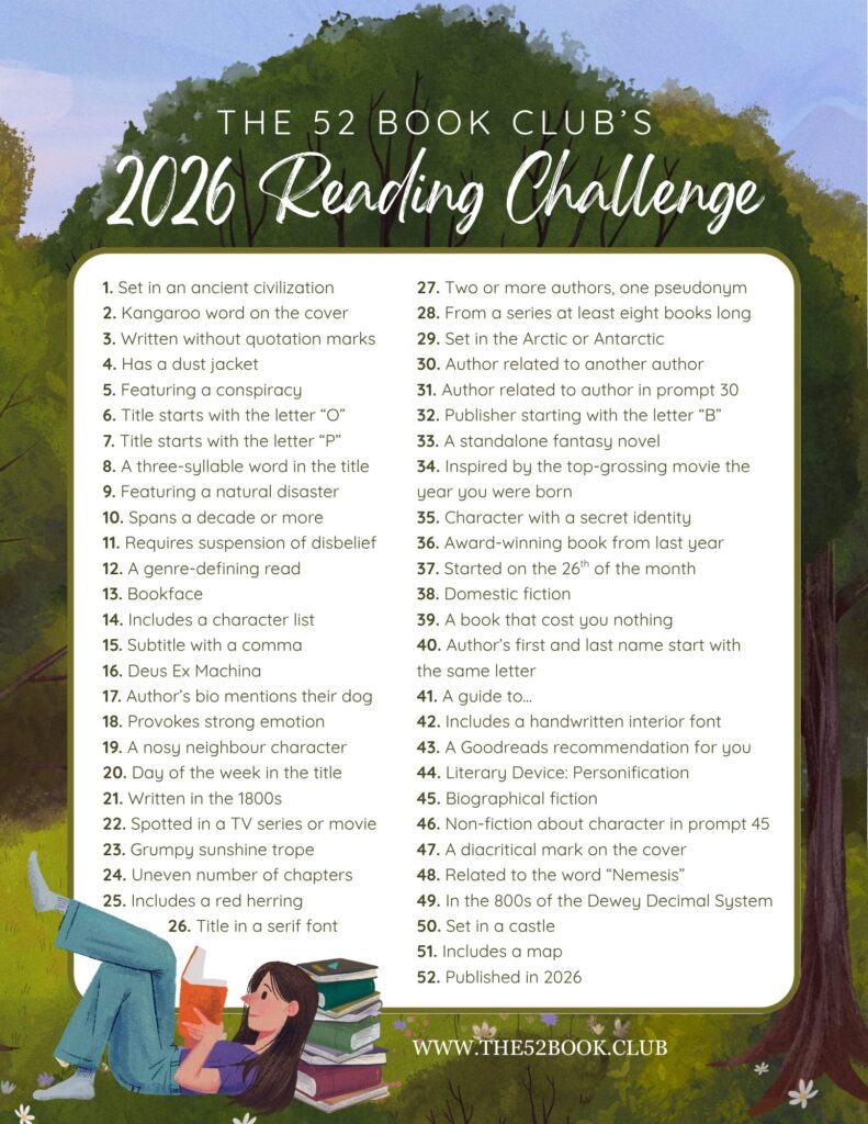 The 52 Book Club 2026 Challenge